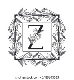 letter of the alphabet with vintage style frame