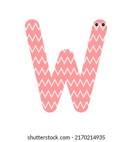 Letter alphabet. Worm vector illustration.  Kids education. Typographic design.