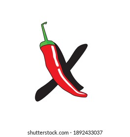 the letter of the alphabet X combined with the image of chili.