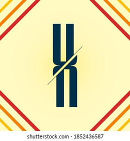 letter of the alphabet X, slice effect with cutting lines