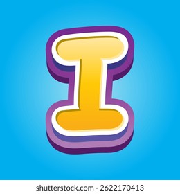 Letter I Alphabet with Yellow and Blue Gradient. Text Effect. Alphabet Letter Vector. High Quality Vector