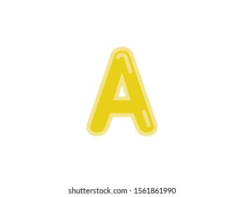 A letter alphabet yellow gold amber candy jelly glossy vector isolated on white background 