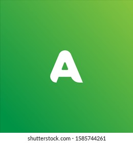 Letter A Alphabetic Logo Design Template, Line Logo Concept, Green and White