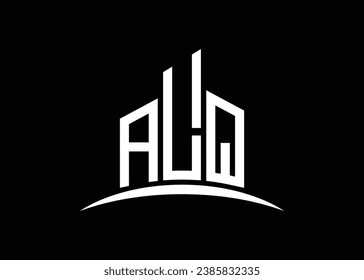 Letter ALQ building vector monogram logo design template. Building Shape ALQ logo.