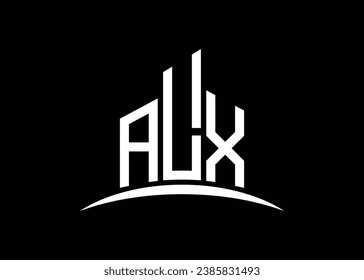 Letter ALX building vector monogram logo design template. Building Shape ALX logo.