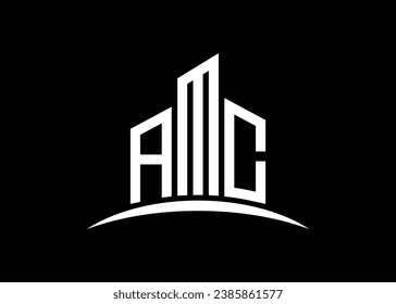 Letra AMC modelo de diseño de logotipo de vector de construcción. Logo de Building Shape AMC
