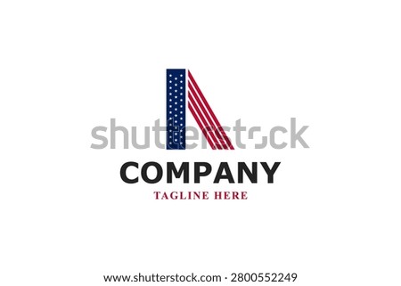 letter a american flag logo modern stylized capital intitial graphic for united states corporate identity 