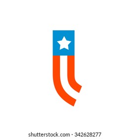 I letter with american stars and stripes. Vector design template elements for your application or corporate identity.