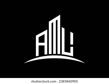 Letter AML building vector monogram logo design template. Building Shape AML logo.