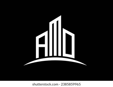 Letter AMO building vector monogram logo design template. Building Shape AMO logo.