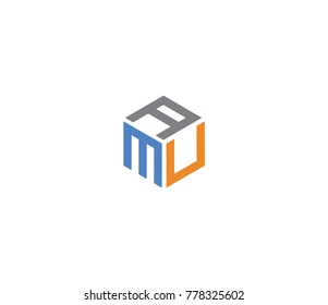 Letter AMU logo, three letter icon
