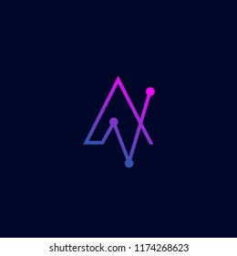 letter A with analytics icon logo vector design template concept. isolated on black background