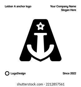 Letter a anchor logo design vector