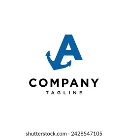 Letter A Anchor logo icon vector template.eps