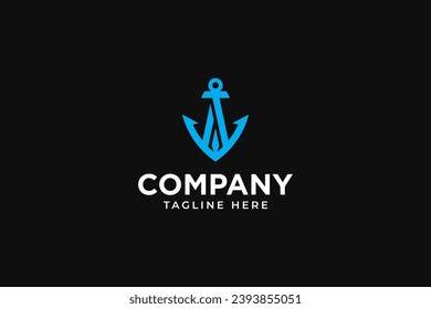 letter A with anchor monogram logo design for marine nautical business