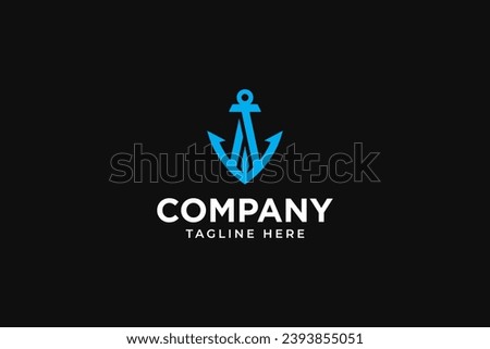 letter A with anchor monogram logo design for marine nautical business