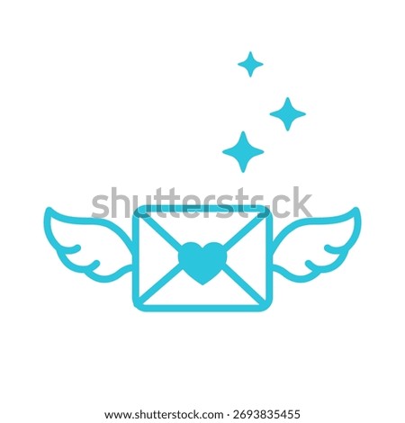 Letter, Angel Message, Isolated on White, Blue icon