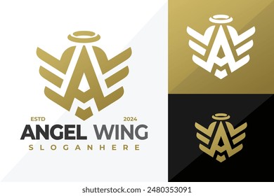 Letra A Angel Wing Logo design Vector symbol icon ilustración