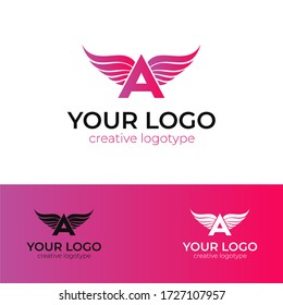 a letter angel wings logo design modern and creative vector logotype