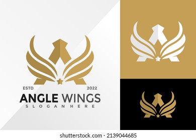 Letter A Angle Wings Logo Design Vector illustration template