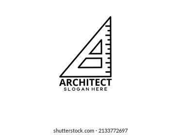 letter a angled ruler architect logo