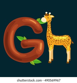 letter with animal for kids abc education in preschool.
