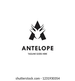 letter A and Antelope logo icon vector