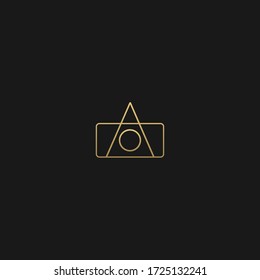 Letter AO with camera icon vector for photography