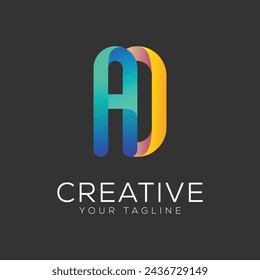 letter ao design gradient colorful logo