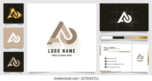 Letter AO or FO monogram logo with business card design