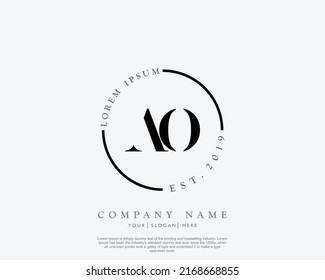 Letter AO Initial handwriting logo with signature and hand drawn style.