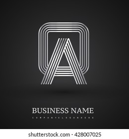 Letter AO linked logo design. Elegant silver colored symbol for your business or company identity.