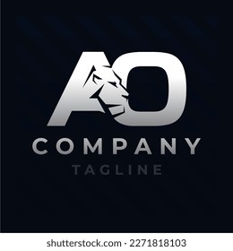 Letter AO Lion Head Initial Logo Design