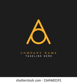 Letter AO logotype Monoline style, simple and elegant AO logo - Vector