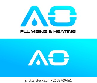 Letter AO monogram heating and plumbing industrial company logo design.

