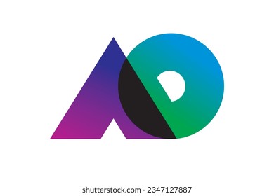 Letra ao, concepto de diseño de logotipo abstracto de oa, colores gradiente azul púrpura