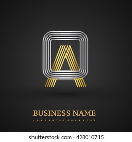 Letter AO or OA linked logo design. Elegant silver and golden colored symbol for your business name and corporate identity.