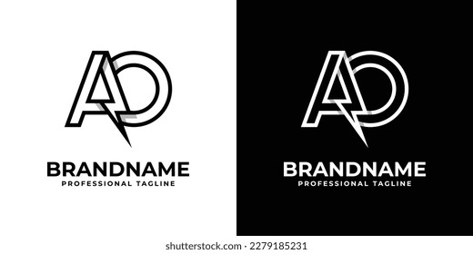 Letter AO Thunderbolt Logo, suitable for any business with AO or OA initials.