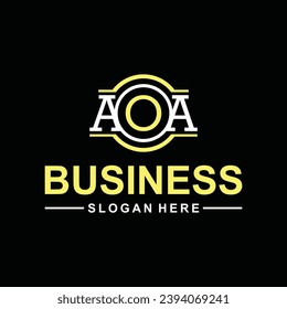 letter AOA linked circle uppercase monogram logo, elegant and Professional icon on black background.