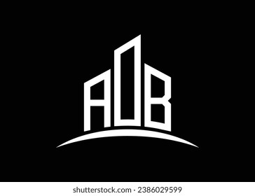 Letter AOB building vector monogram logo design template. Building Shape AOB logo.