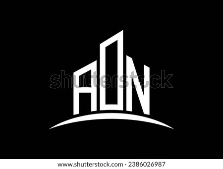 Letter AON building vector monogram logo design template. Building Shape AON logo.