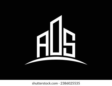 Letter AOS building vector monogram logo design template. Building Shape AOS logo.