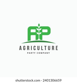 Letter AP with growing plant logo design vector illustration