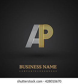 Letter AP linked logo design. Elegant silver and golden colored symbol for your business name and corporate identity.