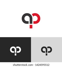 Letter ap linked lowercase logo design template elements. Isolated on white black grey background. Suitable for business, consulting group company.