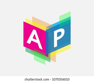 Letter AP logo with colorful geometric shape, letter combination logo design for creative industry, web, business and company.