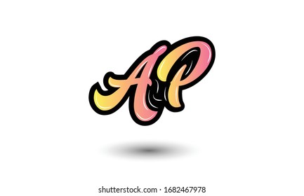 Elementos de plantilla de diseño de logotipo AP de carta
