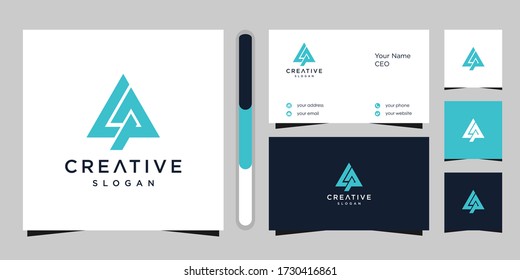 letter ap logo design vector and business card