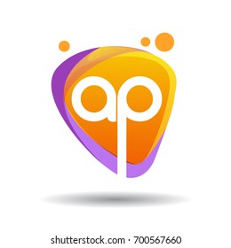 Letter AP logo in triangle splash and colorful background, letter combination logo design for creative industry, web, business and company.
