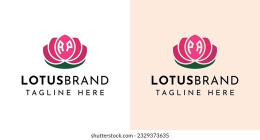 Letter AP and PA Lotus Logo Set, suitable for any business related to lotus flowers with AP or PA initials.